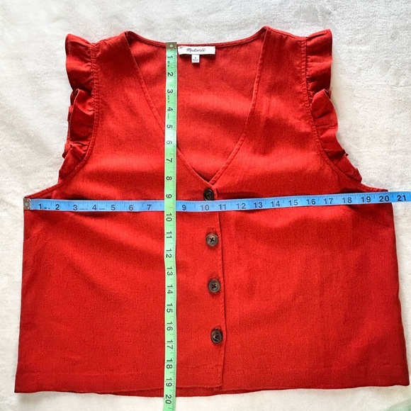 Madewell Red Boxy Ruffled Tank Top - Picture 9 of 9